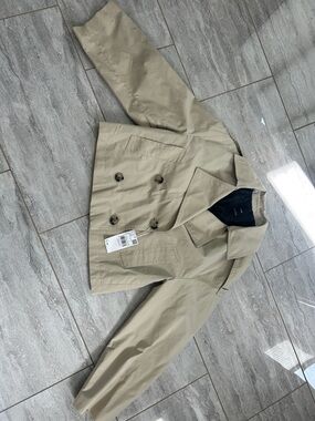 Mango Beige Cropped Trench Coat